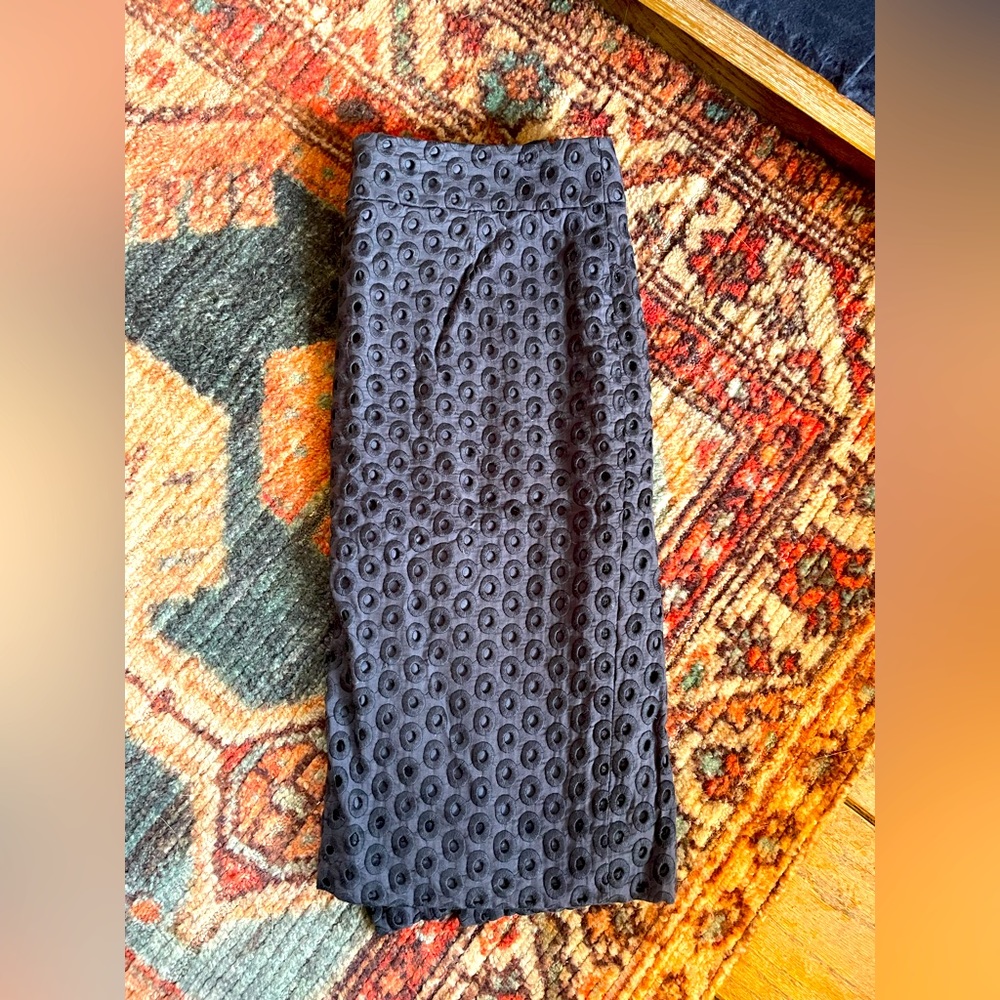 Navy eyelet Jcrew pencil skirt